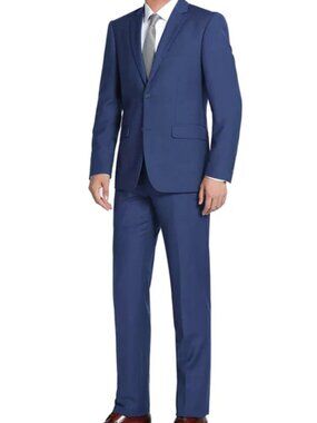 NWT RENOIR Cobalt Blue Slim Fit Wedding Suit for Men - Two Button Two Piece